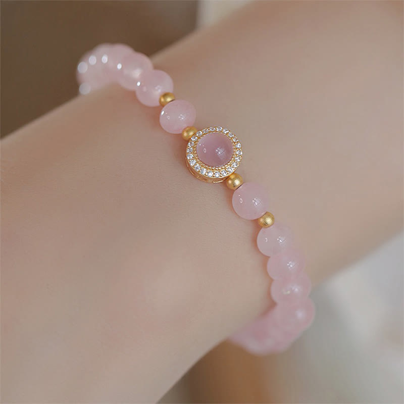 Buddha Stones Rosa Kristallperlen Wärmearmband