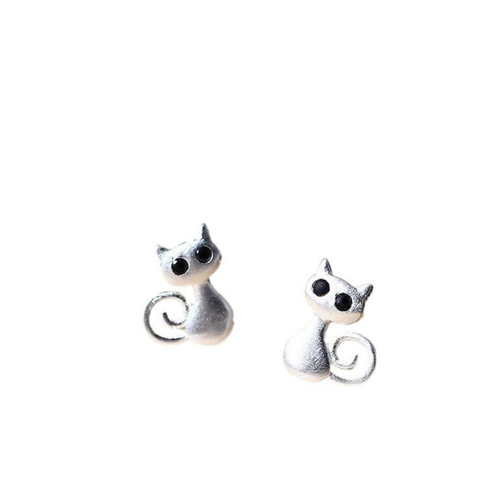 Ohrstecker mit Buddha Stones aus 925er Sterlingsilber, süße Katze und Kätzchen, Segen - image 5