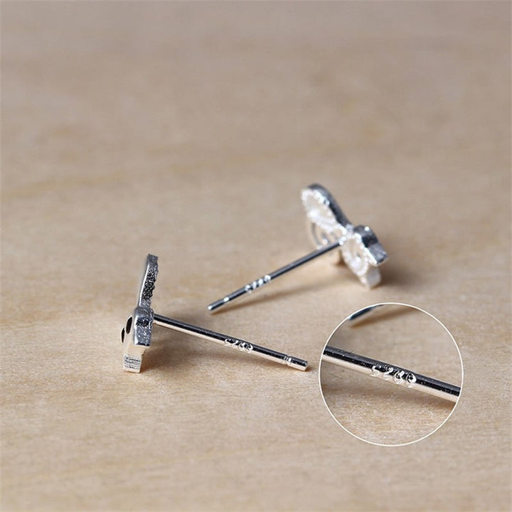Ohrstecker mit Buddha Stones aus 925er Sterlingsilber, süße Katze und Kätzchen, Segen - image 3