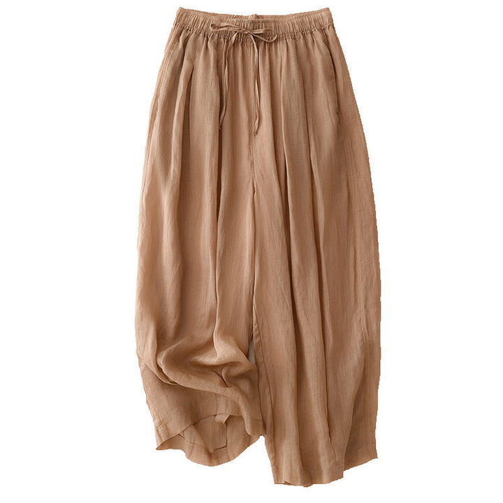 Buddha Stones Lässige, lockere, doppellagige, verkürzte Hose in 7-8 Länge für Damen aus Baumwolle mit Taschen
