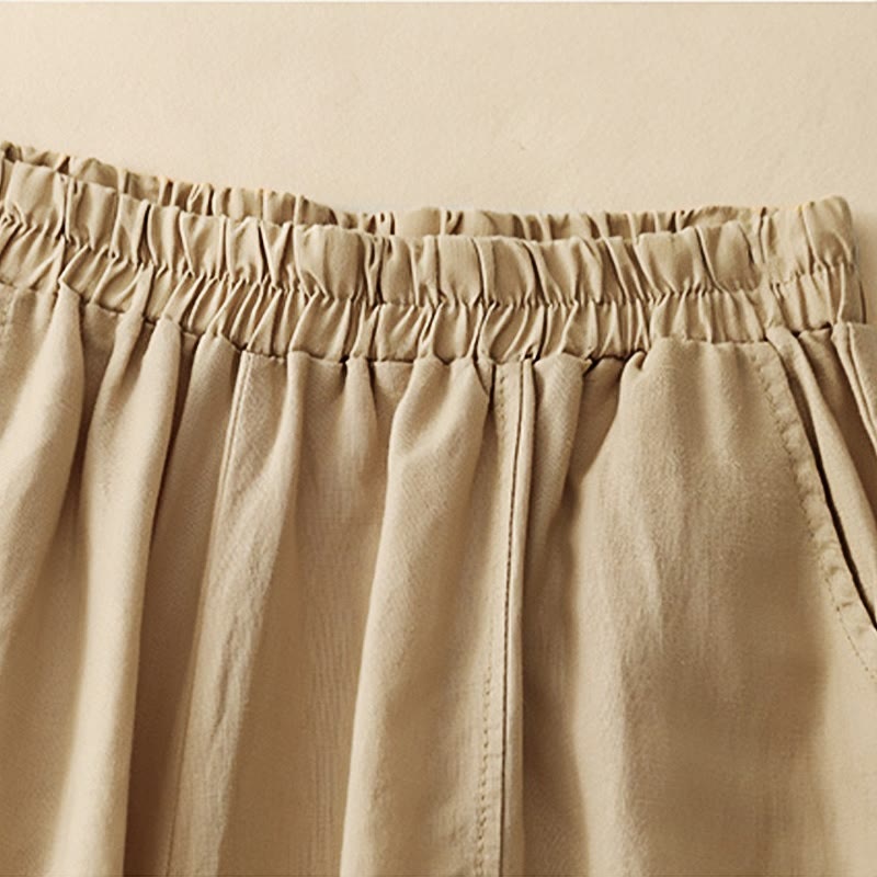 Buddha Stones Lässige Stickerei Patchwork Stoff 7-8 Länge Cropped Pants Damen Baumwolle Haremshose mit Taschen - image 3