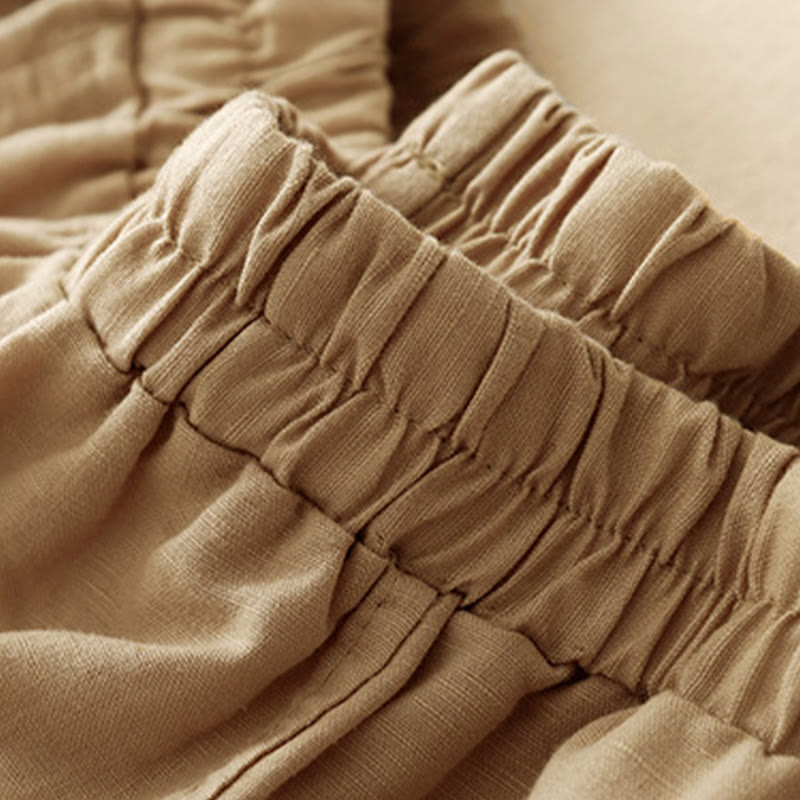 Buddha Stones Lässige Stickerei Patchwork Stoff 7-8 Länge Cropped Pants Damen Baumwolle Haremshose mit Taschen - image 1