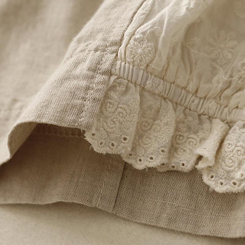 Buddha Stones Lässige Stickerei Patchwork Stoff 7-8 Länge Cropped Pants Damen Baumwolle Haremshose mit Taschen - image 9