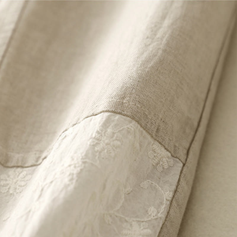 Buddha Stones Lässige Stickerei Patchwork Stoff 7-8 Länge Cropped Pants Damen Baumwolle Haremshose mit Taschen - image 10