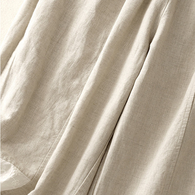 Buddha Stones Lässige Stickerei Patchwork Stoff 7-8 Länge Cropped Pants Damen Baumwolle Haremshose mit Taschen - image 12