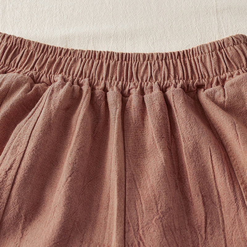 Buddha Stones Lässige, lockere, gerade geschnittene Hose in der Länge 7–8 aus Baumwolle für Damen mit Taschen - image 3