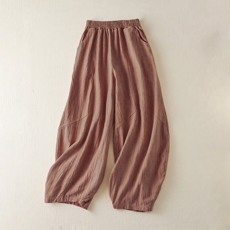 Buddha Stones Lässige, lockere, gerade geschnittene Hose in der Länge 7–8 aus Baumwolle für Damen mit Taschen - IndianRed - US8-10， UK/AU12-14，EU40-42 (2XL) - image 0