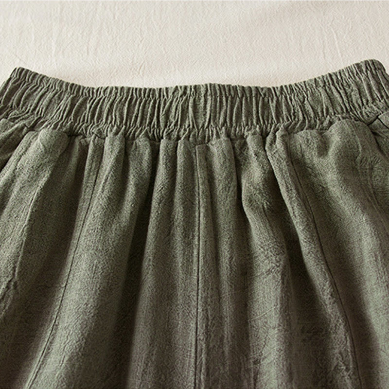 Buddha Stones Lässige, lockere, gerade geschnittene Hose in der Länge 7–8 aus Baumwolle für Damen mit Taschen - image 14