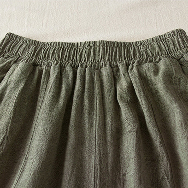 Buddha Stones Lässige, lockere, gerade geschnittene Hose in der Länge 7–8 aus Baumwolle für Damen mit Taschen - image 14