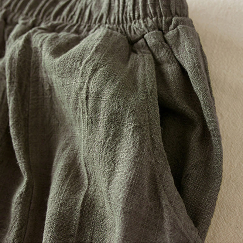 Buddha Stones Lässige, lockere, gerade geschnittene Hose in der Länge 7–8 aus Baumwolle für Damen mit Taschen - image 15