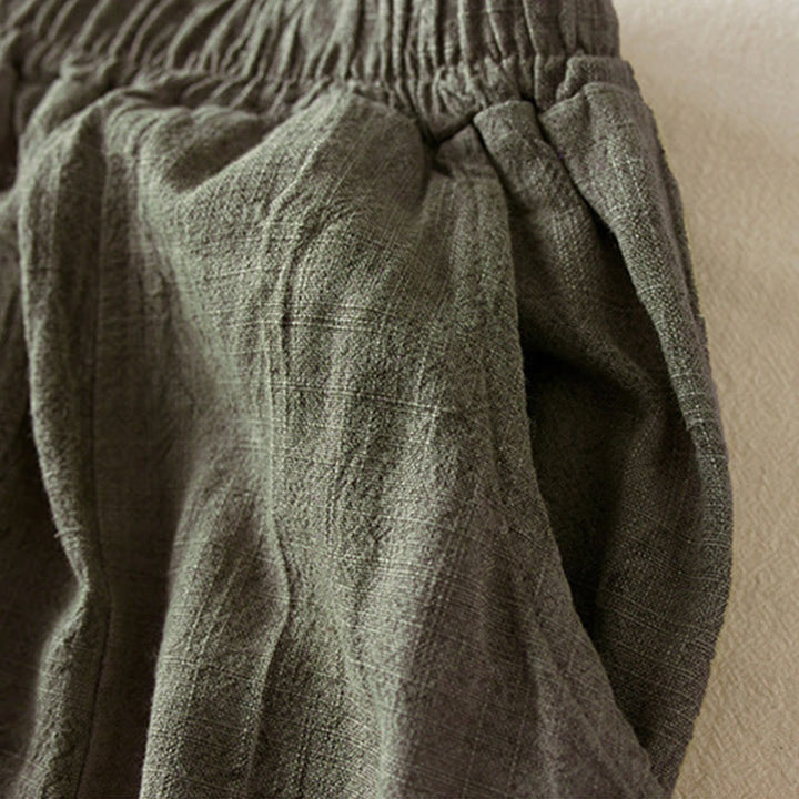 Buddha Stones Lässige, lockere, gerade geschnittene Hose in der Länge 7–8 aus Baumwolle für Damen mit Taschen - image 15