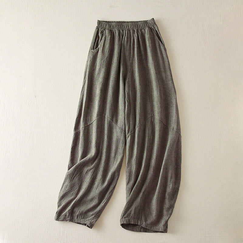 Buddha Stones Lässige, lockere, gerade geschnittene Hose in der Länge 7–8 aus Baumwolle für Damen mit Taschen - Schiefergrau - US8-10， UK/AU12-14，EU40-42 (2XL) - image 7