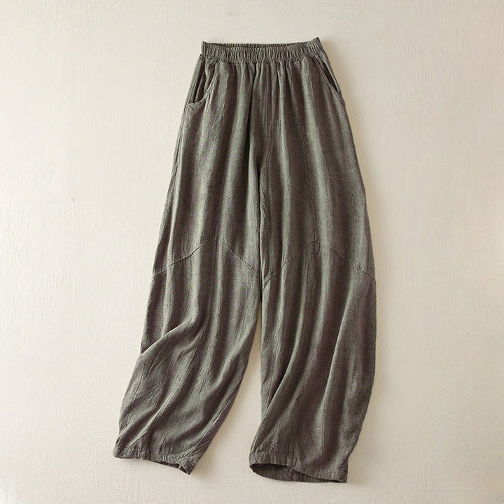 Buddha Stones Lässige, lockere, gerade geschnittene Hose in der Länge 7–8 aus Baumwolle für Damen mit Taschen - Schiefergrau - US8-10， UK/AU12-14，EU40-42 (2XL) - image 7