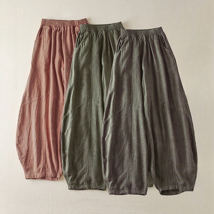 Buddha Stones Lässige, lockere, gerade geschnittene Hose in der Länge 7–8 aus Baumwolle für Damen mit Taschen - image 16