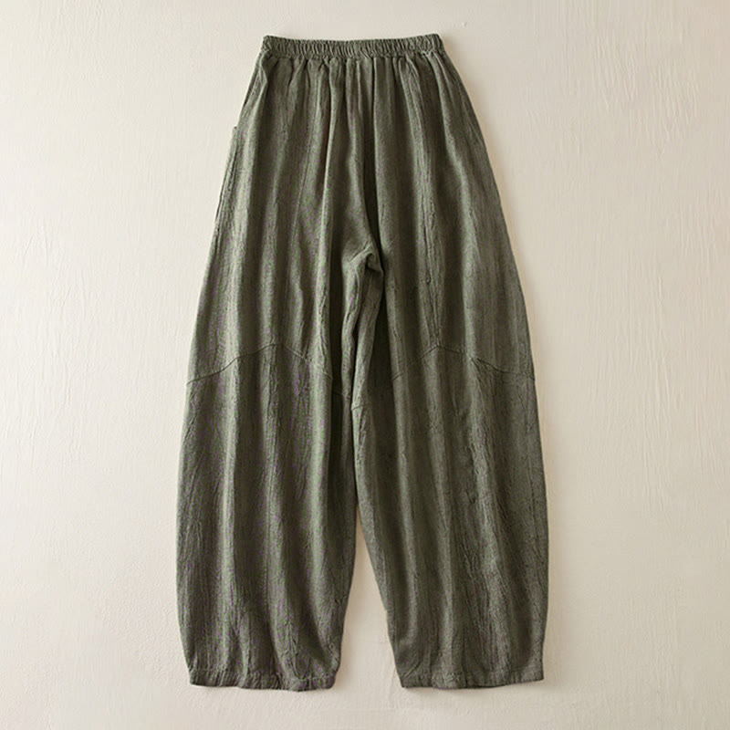 Buddha Stones Lässige, lockere, gerade geschnittene Hose in der Länge 7–8 aus Baumwolle für Damen mit Taschen - image 10