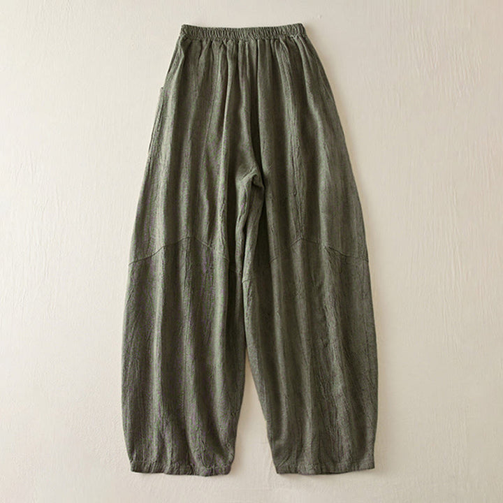 Buddha Stones Lässige, lockere, gerade geschnittene Hose in der Länge 7–8 aus Baumwolle für Damen mit Taschen - image 10