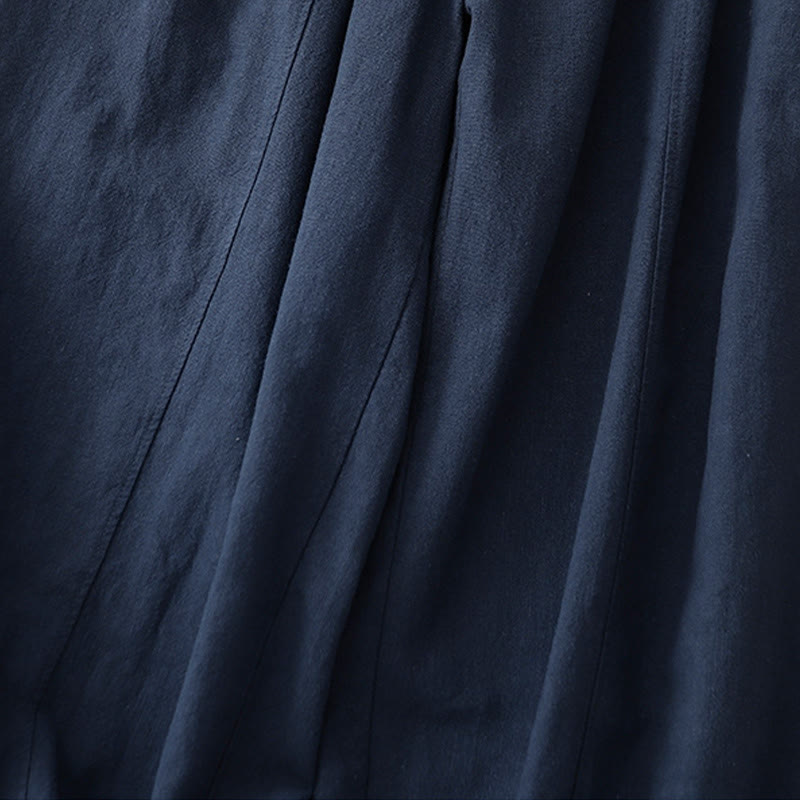 Buddha Stones Lässige, einfarbige Haremshose aus Baumwollleinen für Damen in Länge 7–8 mit Taschen - image 21