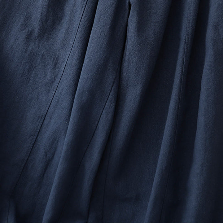 Buddha Stones Lässige, einfarbige Haremshose aus Baumwollleinen für Damen in Länge 7–8 mit Taschen - image 21