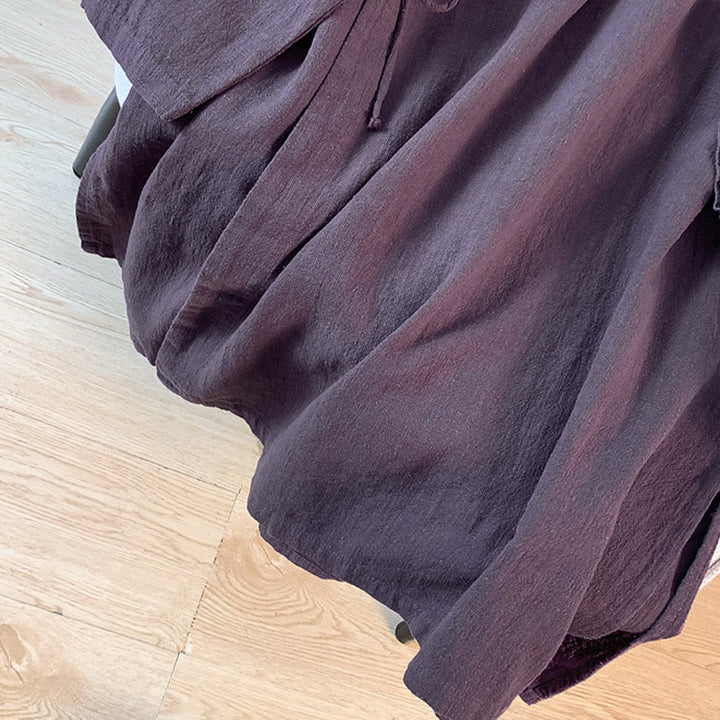 Buddha Stones Casual Damen Langarmshirt mit Stehkragen und Froschknopfleiste - image 8