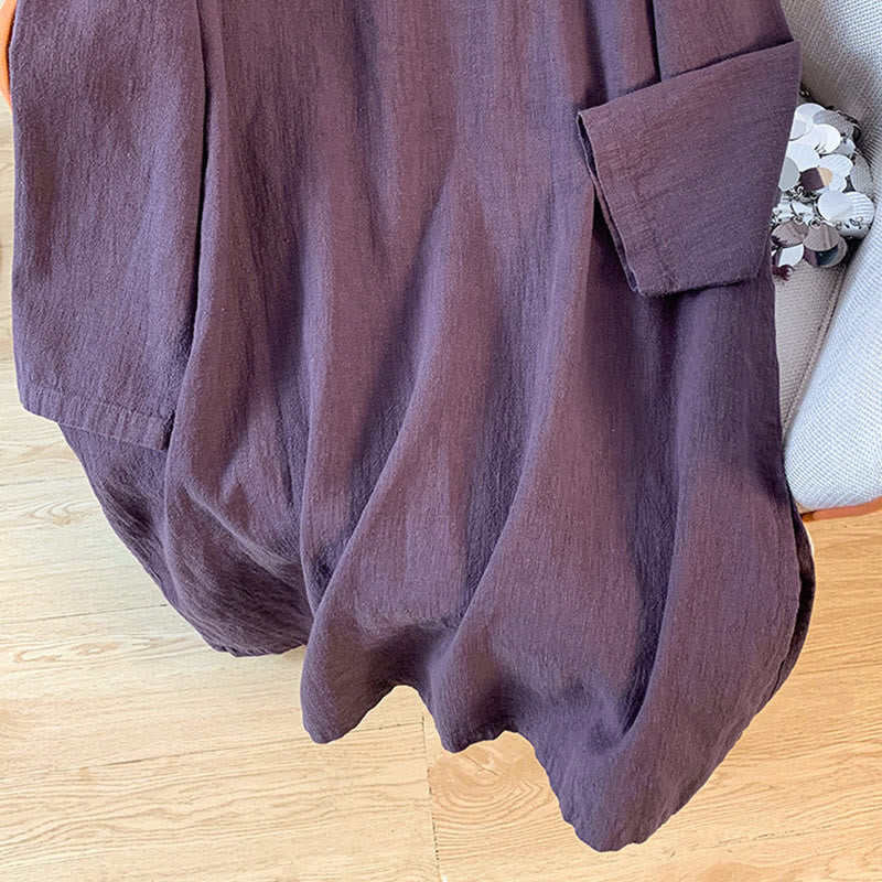 Buddha Stones Casual Damen Langarmshirt mit Stehkragen und Froschknopfleiste - image 7
