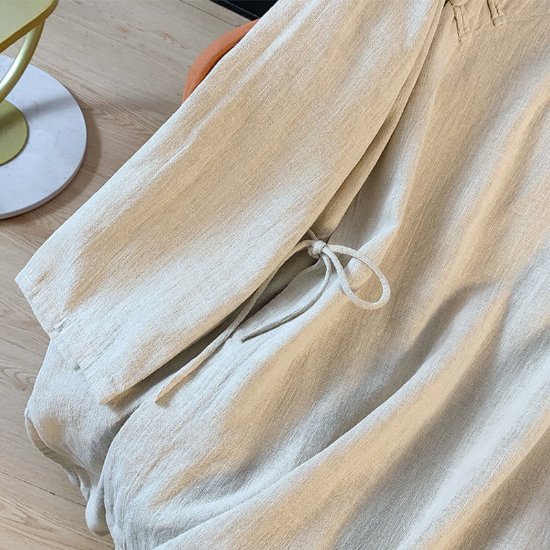 Buddha Stones Casual Damen Langarmshirt mit Stehkragen und Froschknopfleiste - image 14