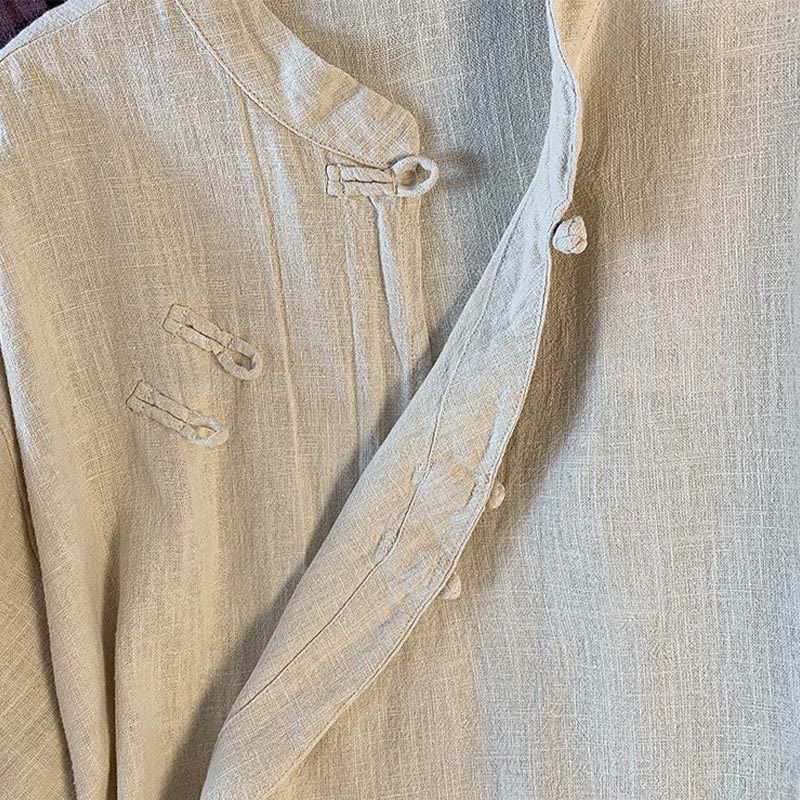 Buddha Stones Casual Damen Langarmshirt mit Stehkragen und Froschknopfleiste - image 17