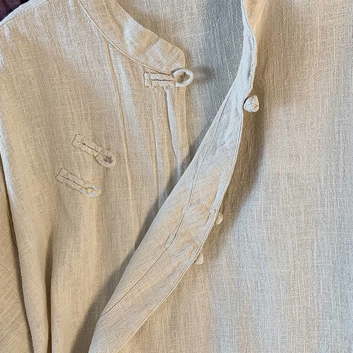 Buddha Stones Casual Damen Langarmshirt mit Stehkragen und Froschknopfleiste - image 17