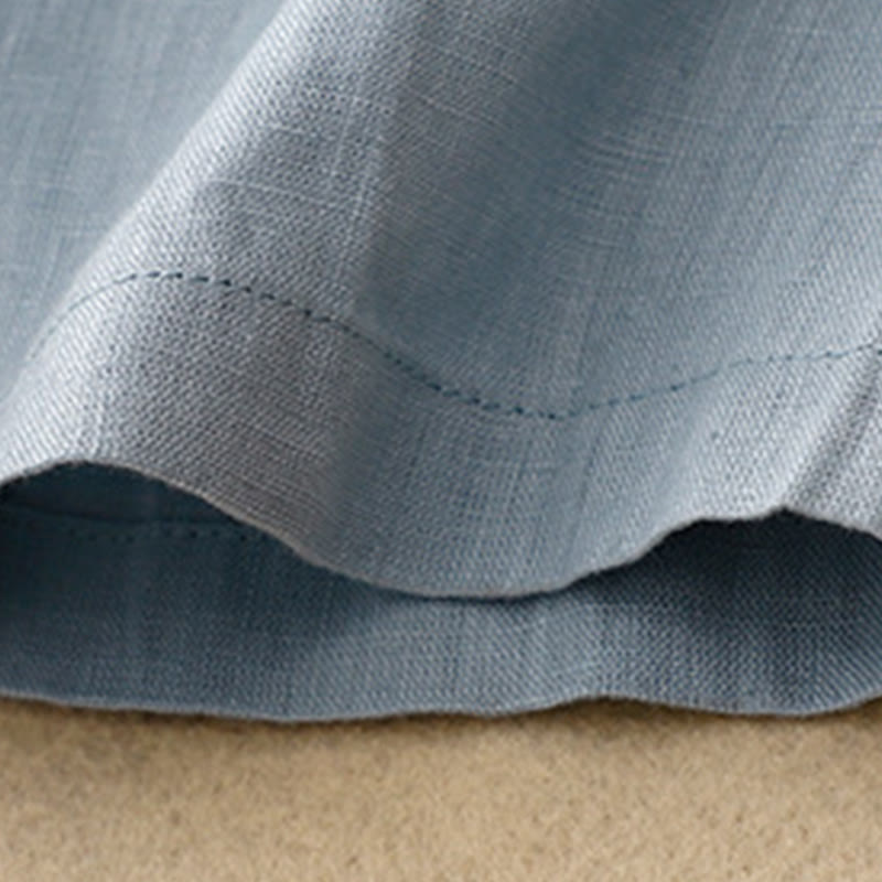 Buddha Stones – Lässiges, schlichtes Midikleid aus Baumwolle und Leinen mit Rundhalsausschnitt, Schnürung und halblangen Ärmeln und Taschen - image 12