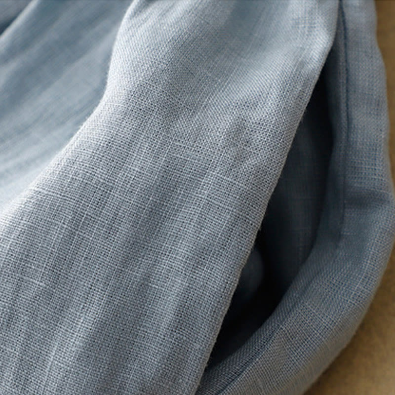 Buddha Stones – Lässiges, schlichtes Midikleid aus Baumwolle und Leinen mit Rundhalsausschnitt, Schnürung und halblangen Ärmeln und Taschen - image 11