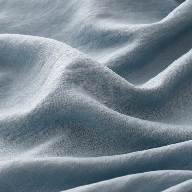 Buddha Stones – Lässiges, schlichtes Midikleid aus Baumwolle und Leinen mit Rundhalsausschnitt, Schnürung und halblangen Ärmeln und Taschen - image 16
