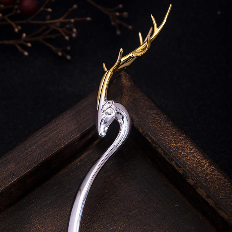 Buddha Stones 925 Sterling Silber Hirschgeweih Schutz Haarnadel