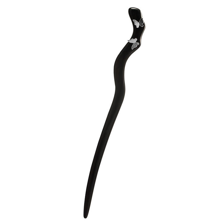 Buddha Stones 925 Sterling Silber Klassische chinesische Stil Ebenholz Schmetterling Relax Haarnadel - image 6