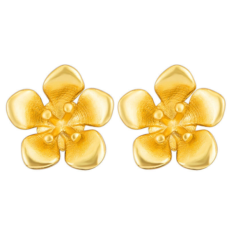 Buddha Stones 925 Sterling Silber Goldene Pfirsichblüte Balance Ohrringe - image 6