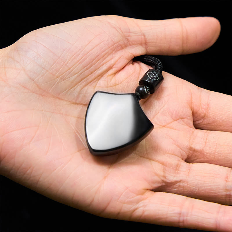 Halskette mit Anhänger aus schwarzem Obsidian mit Schildmuster von Buddha Stones, Yin und Yang-Symbol, Stärke - image 7
