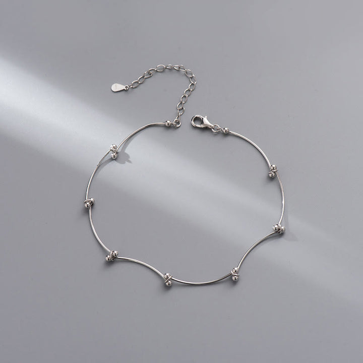 Fußkettchen mit Buddha Stones, 925er Sterlingsilber, einfache Wellenform, Schutz