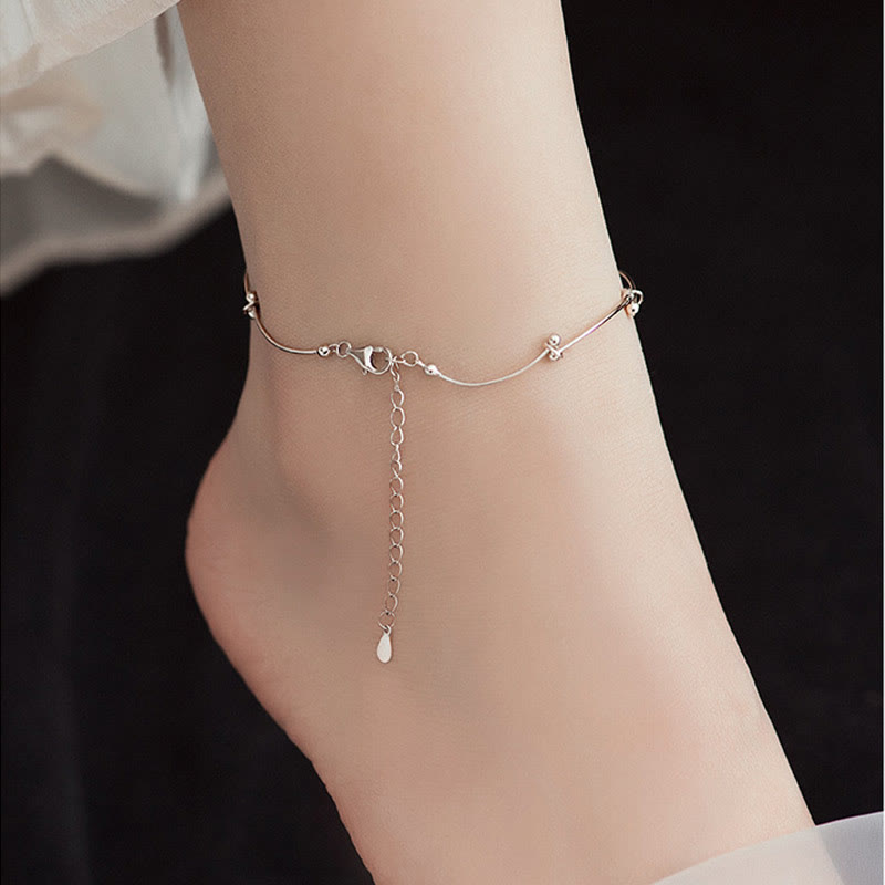 Fußkettchen mit Buddha Stones, 925er Sterlingsilber, einfache Wellenform, Schutz