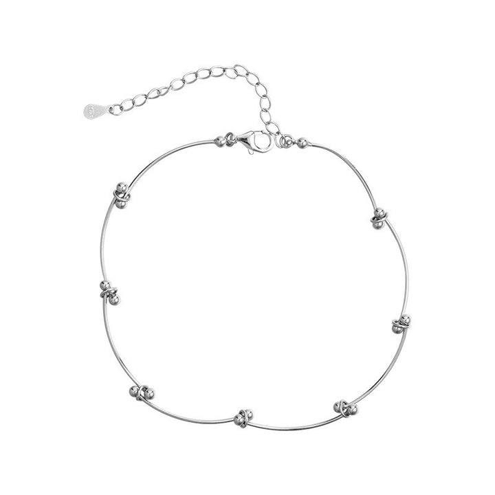 Fußkettchen mit Buddha Stones, 925er Sterlingsilber, einfache Wellenform, Schutz
