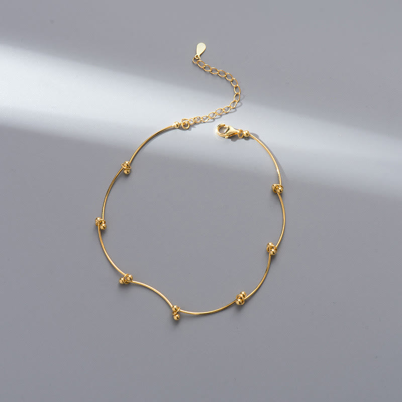 Fußkettchen mit Buddha Stones, 925er Sterlingsilber, einfache Wellenform, Schutz - Goldenes Fußkettchen (Umfang: 25–30 cm) - image 7