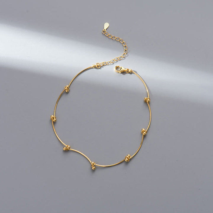 Fußkettchen mit Buddha Stones, 925er Sterlingsilber, einfache Wellenform, Schutz - Goldenes Fußkettchen (Umfang: 25–30 cm) - image 7