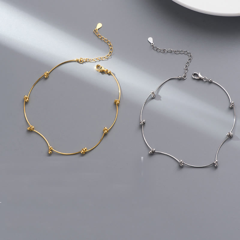 Fußkettchen mit Buddha Stones, 925er Sterlingsilber, einfache Wellenform, Schutz