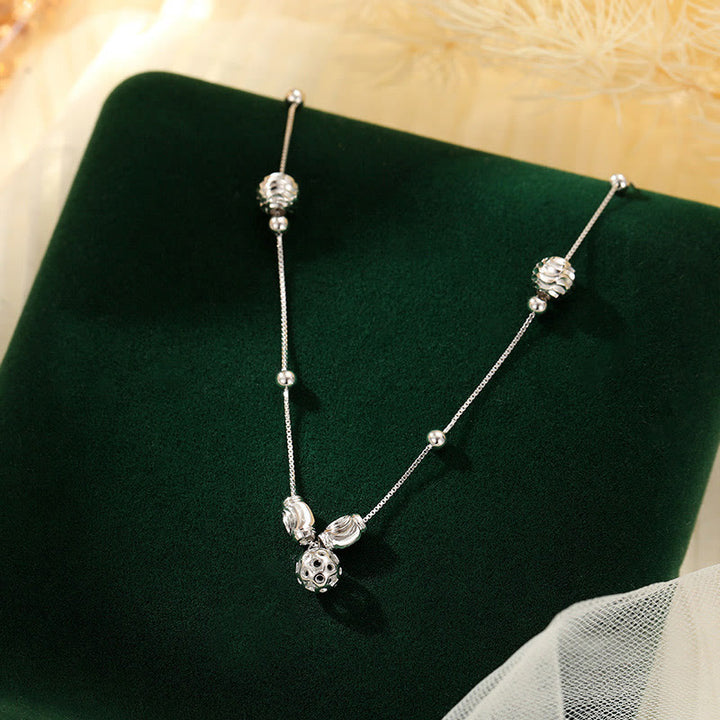 Buddha Stones 925 Sterling Silber Einfaches Glöckchen Perlensegen Fußkettchen