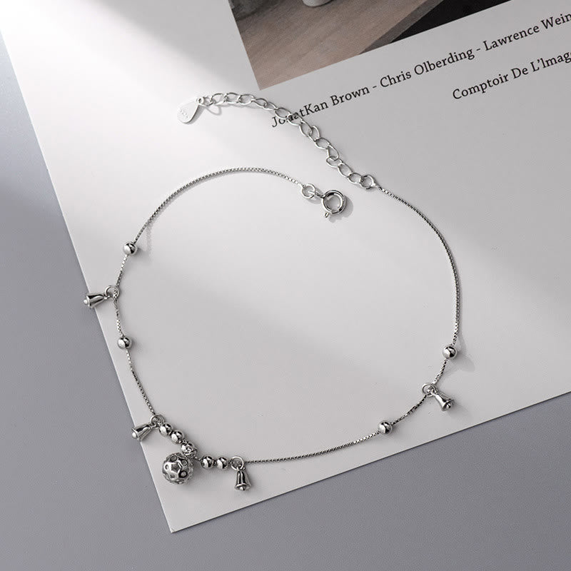 Buddha Stones 925 Sterling Silber Antike Glocke Schutz Fußkettchen