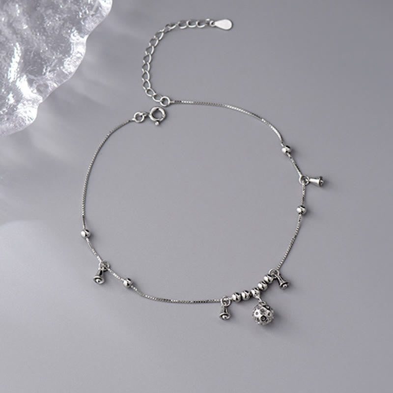 Buddha Stones 925 Sterling Silber Antike Glocke Schutz Fußkettchen