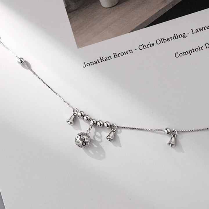 Buddha Stones 925 Sterling Silber Antike Glocke Schutz Fußkettchen