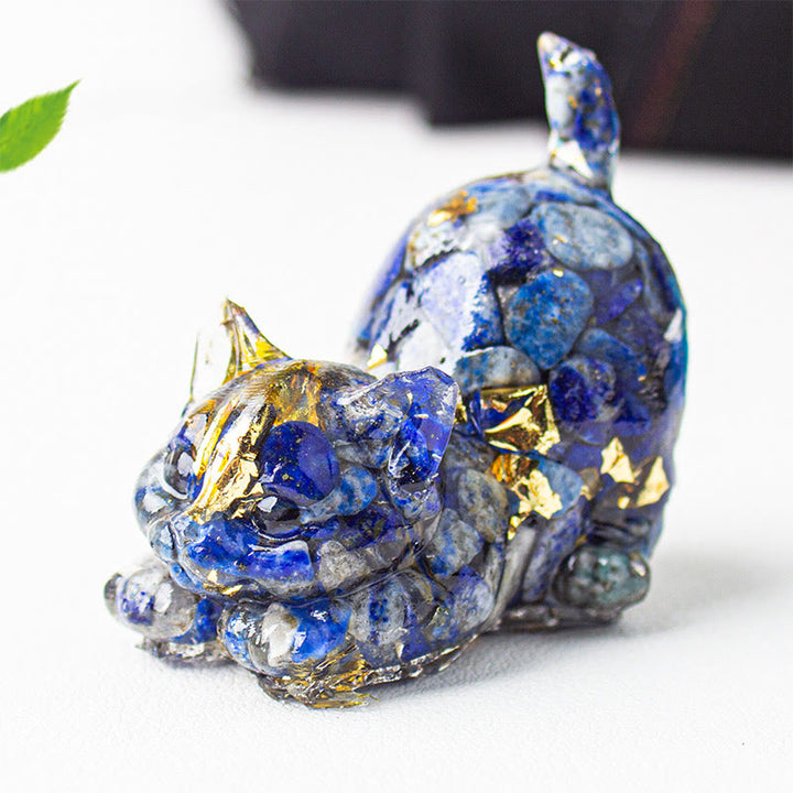 Buddha Stones Dehnbare Katze Harz Kristallkies Meditationsdekoration - Lapislazuli (Lazurit) - 4,5 x 3 x 4,2 cm - image 6