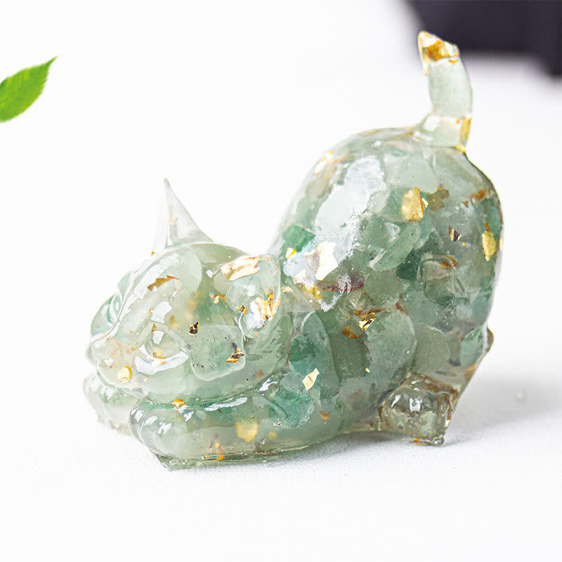 Buddha Stones Dehnbare Katze Harz Kristallkies Meditationsdekoration - Grüner Aventurin - 4,5 x 3 x 4,2 cm - image 17