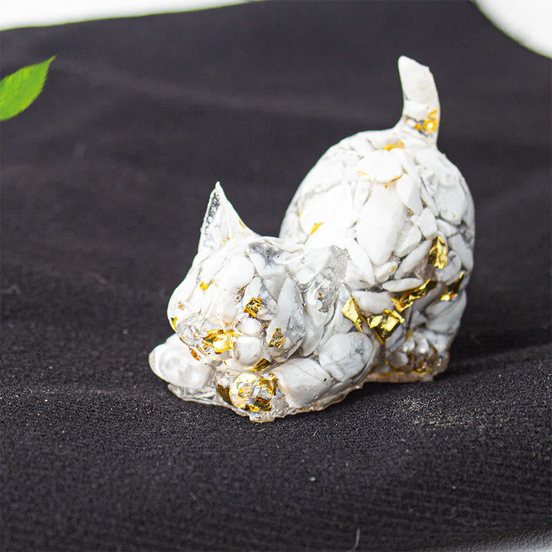 Buddha Stones Dehnbare Katze Harz Kristallkies Meditationsdekoration - Weißer Türkis - 4,5 x 3 x 4,2 cm - image 30