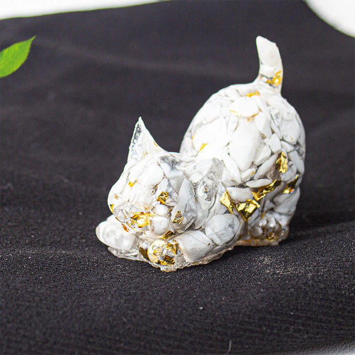 Buddha Stones Dehnbare Katze Harz Kristallkies Meditationsdekoration - Weißer Türkis - 4,5 x 3 x 4,2 cm - image 30