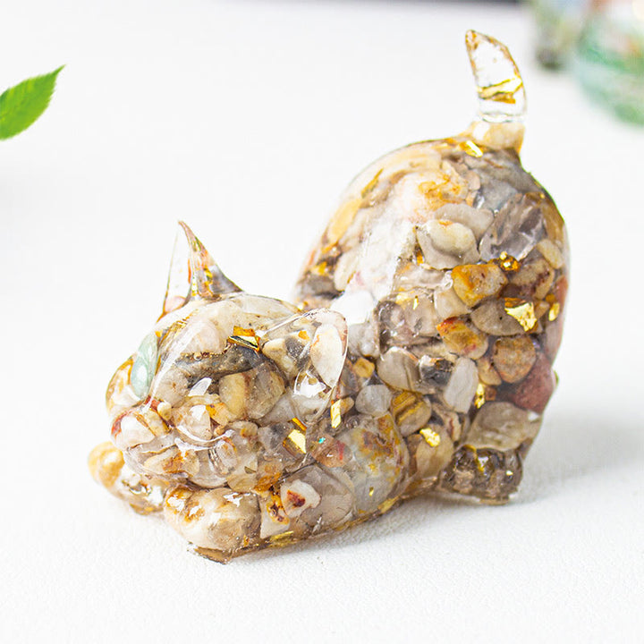 Buddha Stones Dehnbare Katze Harz Kristallkies Meditationsdekoration - Achat - 4,5 x 3 x 4,2 cm - image 41