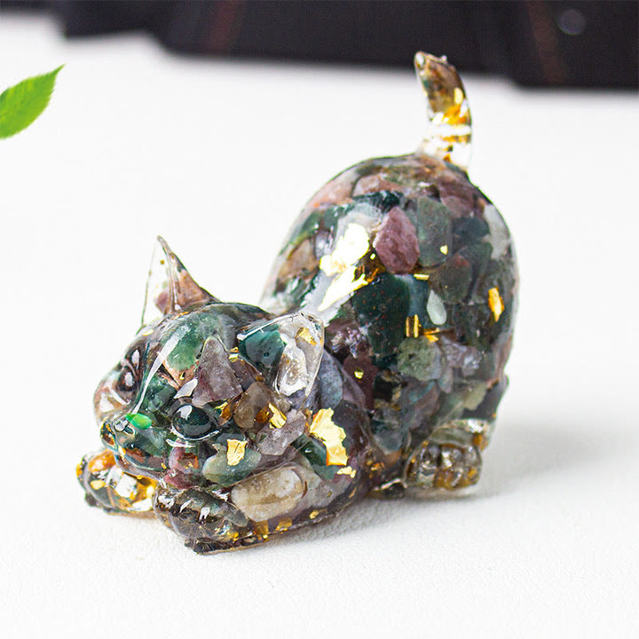 Buddha Stones Dehnbare Katze Harz Kristallkies Meditationsdekoration - Meeressediment-Jaspis - 4,5 x 3 x 4,2 cm - image 42